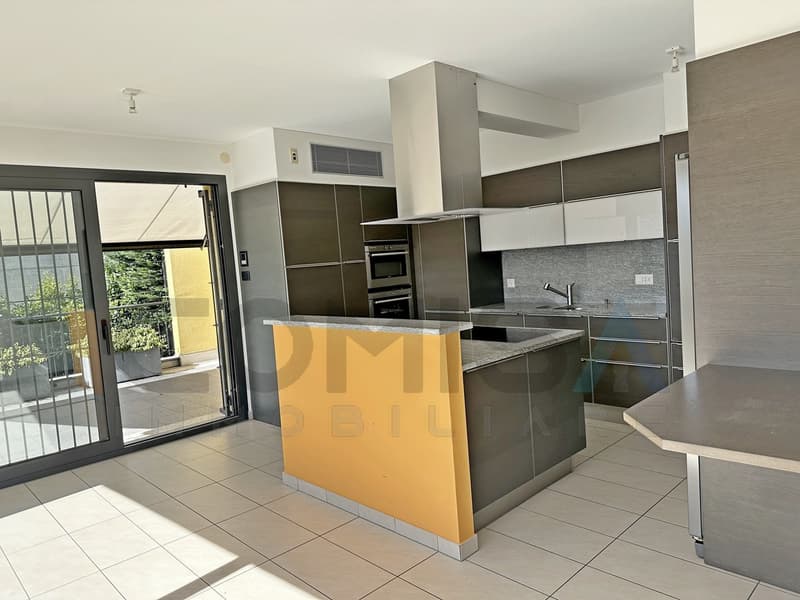 cucina moderna con uscita sulla grande terrazza / moderne Küche mit Zugang zur großen Terrasse / modern kitchen opening onto the large terrace