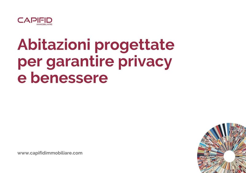 CAPIFID IMMOBILIARE branding, text about designed homes for privacy and well-being
