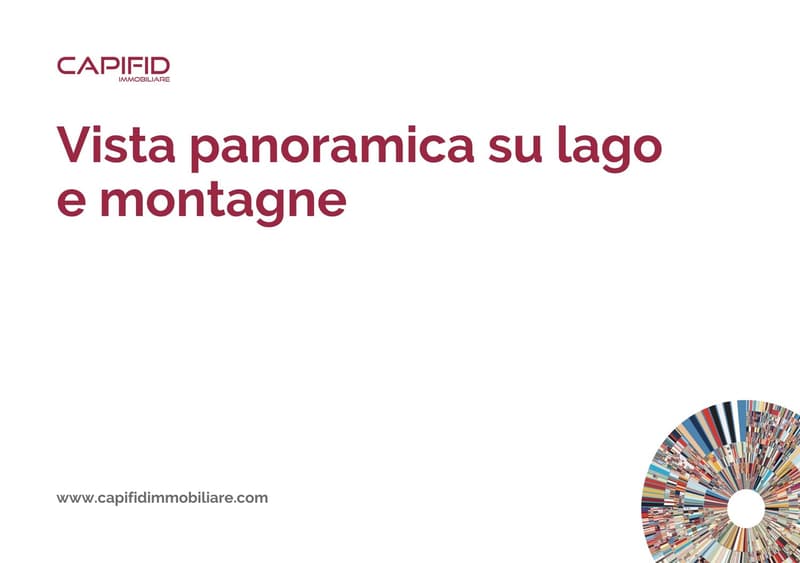 Advertisement for panoramic views of a lake and mountains