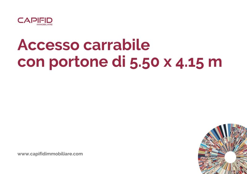Real estate advertisement indicating an accessible driveway with a measurement of 5.50 x 4.15 meters.