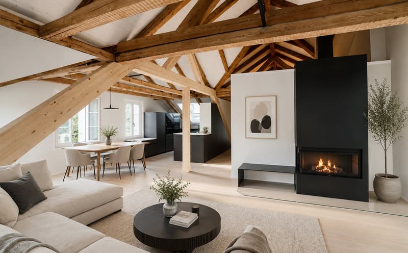 Exklusive 3.5-Zimmer-Dachwohnung im Rosengarten – Historischer Charme trifft modernes Design (1)