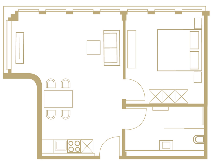 Living room, kitchen, 2 bedrooms, 2 bathrooms, balcony