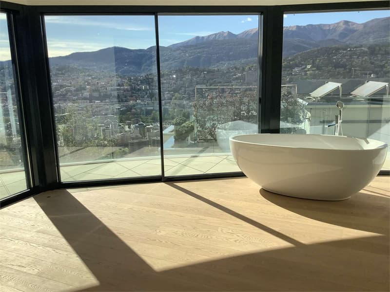 Lugano Albonago, moderna villa con piscina e vista lago (13)
