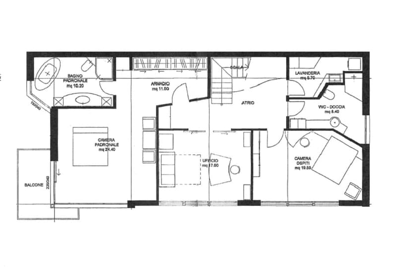 Bathroom, 2 bedrooms, living room, kitchen, attic, balcony