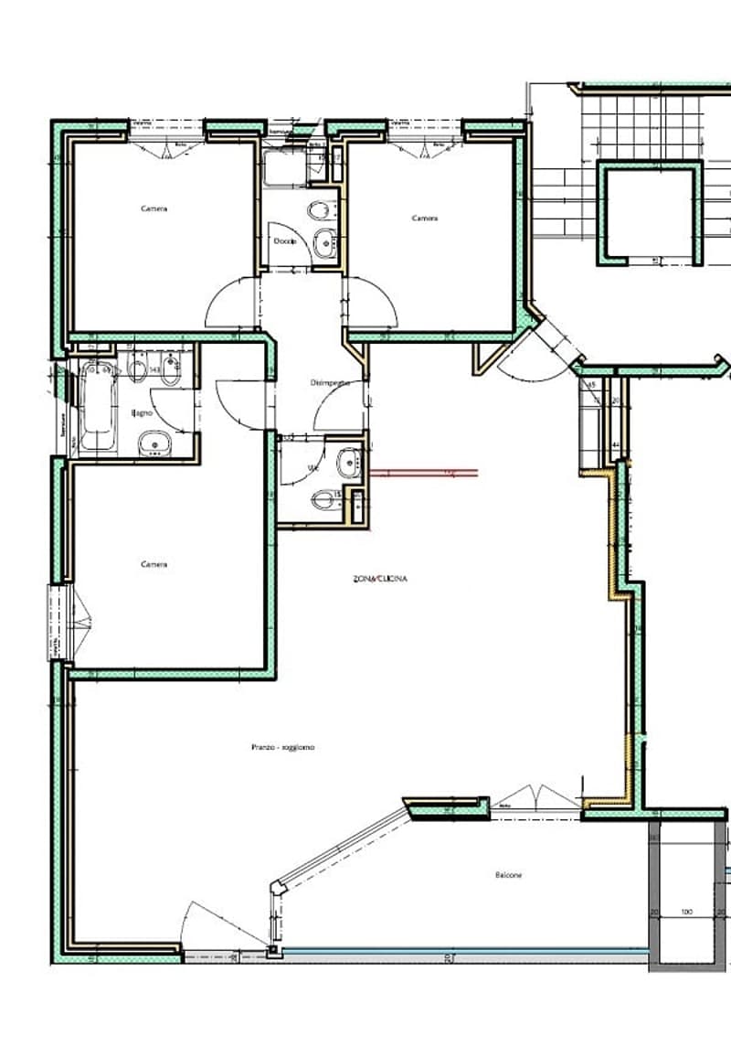 living room, kitchen, 2 bedrooms, 2 bathrooms, balcony
