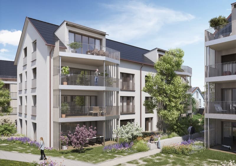 Blick auf das Mehrfamilienhaus C