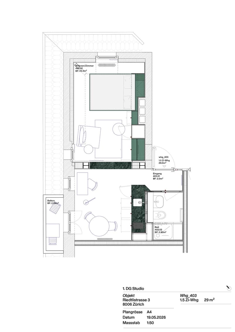 Stilvoll möblierte 1.5-Zimmer-Wohnung nahe Schaffhauserplatz (5)