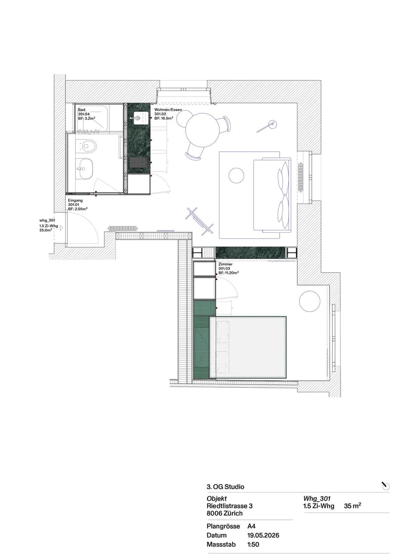 Stilvoll möblierte 1.5-Zimmer-Wohnung nahe Schaffhauserplatz (5)