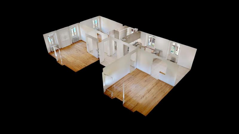 le plan d'une maison avec une cuisine / the floor plan of a house with a kitchen