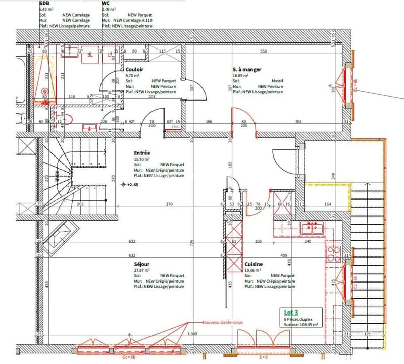 Spacieux duplex entièrement rénové de 6 pièces au 1er étage avec balcon (6)