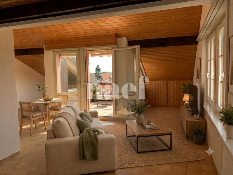 Charmant appartement duplex de 3 pièces dans les combles avec balcon et vue campagne (3)