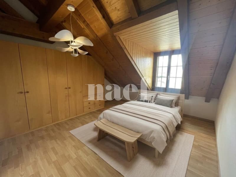 Centre de Founex - Charmant appartement de 6 pièces en duplex au 2ème étage avec cheminée et balcon (6)