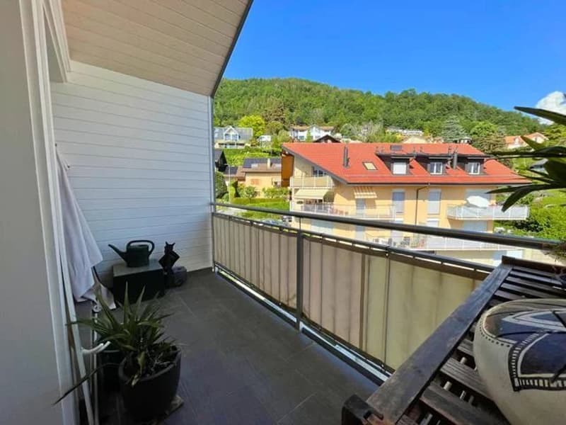 Appartement de 3 pièces aux combles situé au centre-ville de Blonay avec une magnifique vue lac. (12)