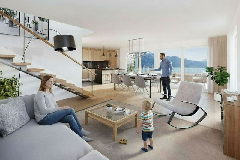 Attique duplex neuf 6.5 pièces, grands espaces et vue imprenable sur le lac Léman (2)