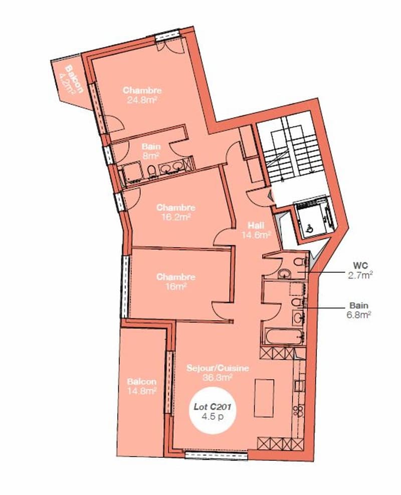 Superbe appartement neuf, grande surface, vue lac et balcon généreux (6)