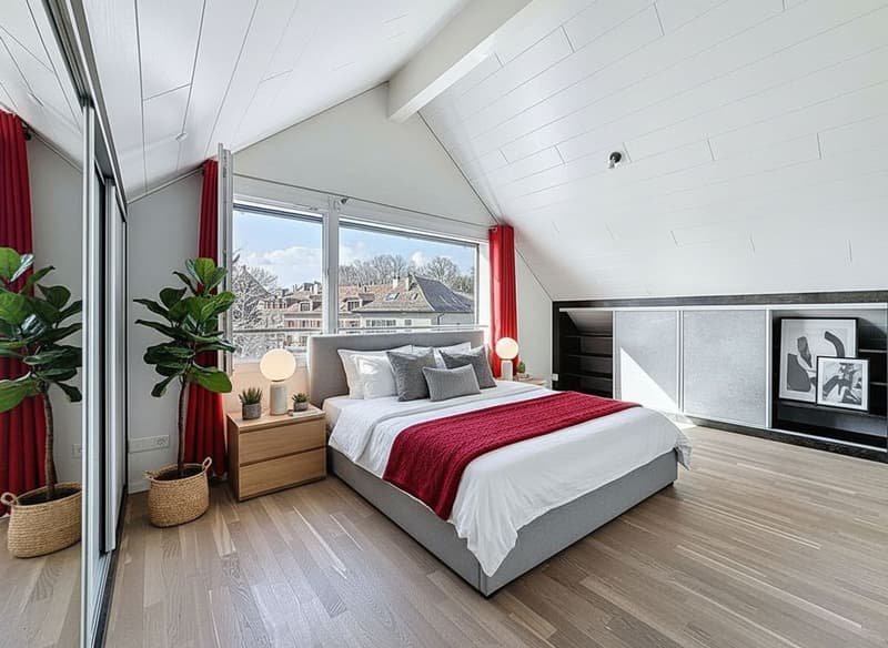 Duplex 4.5 pièces au dernier étage avec vue spectaculaire sur le Léman, les Alpes et les vignobles (9)