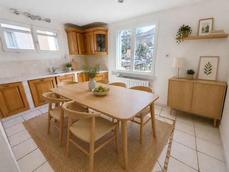 Immeuble de 2 appartements, un local commercial - 2 chambres- 2 places de parc et un garage/ Terrasse au centre du village (3)