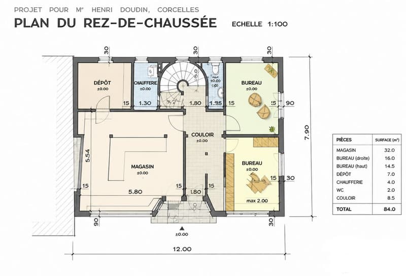 Immeuble de 2 appartements, un local commercial - 2 chambres- 2 places de parc et un garage/ Terrasse au centre du village (8)