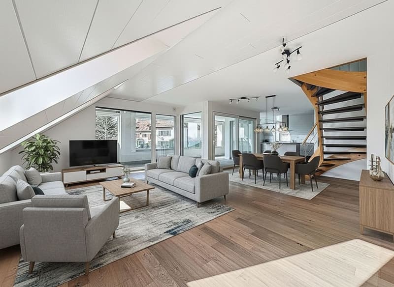 Duplex 4.5 pièces au dernier étage avec vue sur le Léman, les Alpes et les vignobles (2)