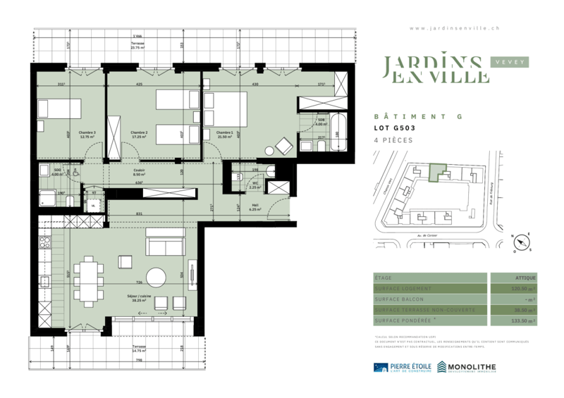Spacieux attique traversant de 4.5 pièces avec terrasses de 38.5 m² (7)