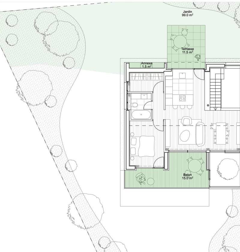 Villa mitoyenne avec jardin et vue sur le lac (5)