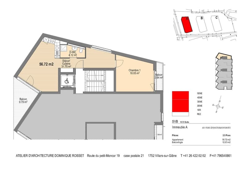Lumineux 2.5 pièce de 56 m2 (5)