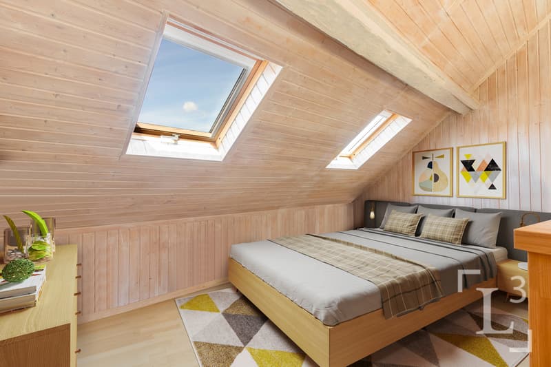 Espace disponible en attique d'env. 30 m2  (Homestaging, mobilier uniquement!) / Available attic space of approx. 30 m2 (Homestaging, furniture only!)