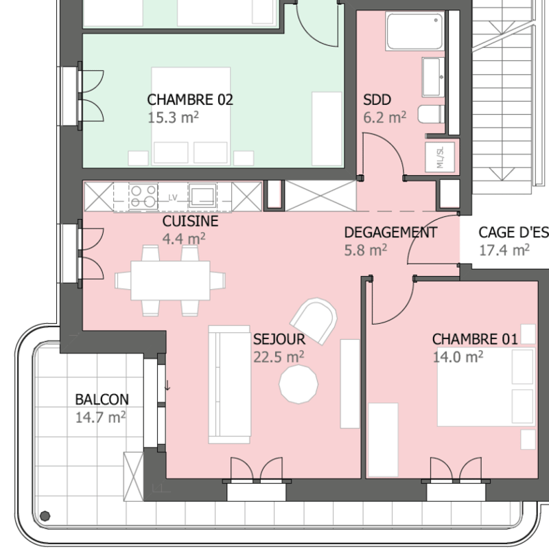 Prairie 5 - Appartement 2.5 pièces au 4ème étage (7)