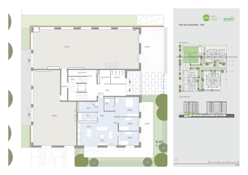 Plan rez-de-chaussée bâtiment E