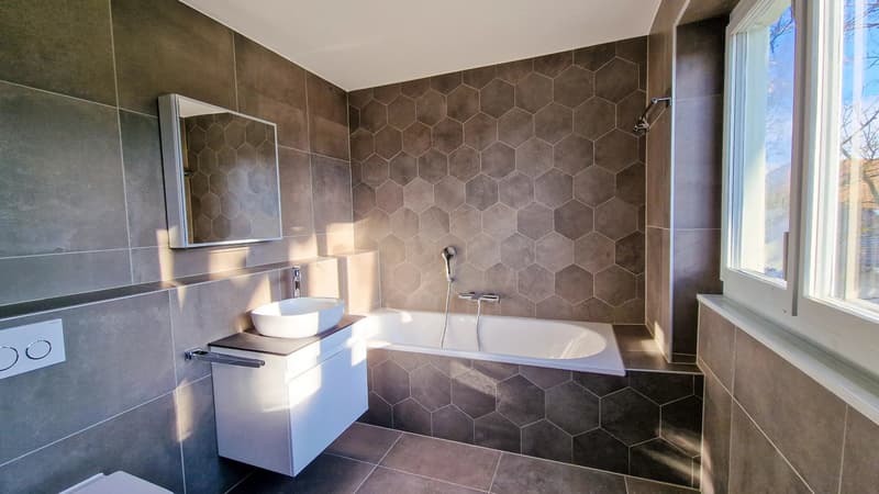Duplex 6,5 pcs avec splendide jardin et terrasses dans Villa d'architecte intégralement rénovée, à 300 m. de la gare du LEB à Bercher (11)