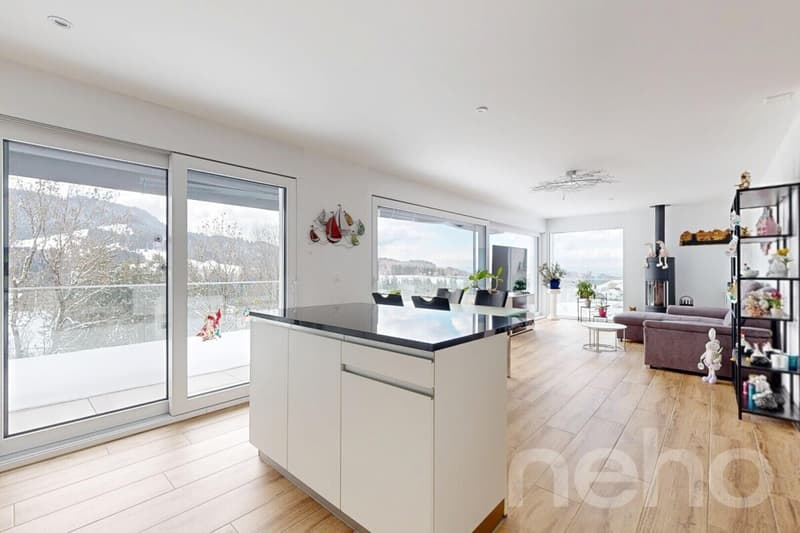 Wohnen mit Aussicht stilvolle Terrassenwohnung in Plasselb (12)