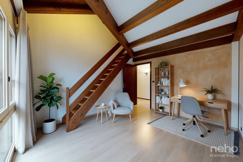 St Blaise: Dernier étage avec vue lac, mezzanine et beaux volumes (8)