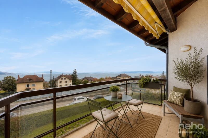St Blaise: Dernier étage avec vue lac, mezzanine et beaux volumes (3)