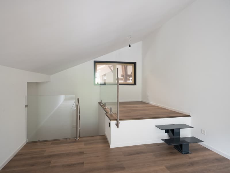 glass wall, wooden floor, glass window, glass rail, shelf, socket