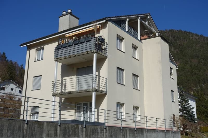 multi-storey building, balcony, chimney, concrete fence