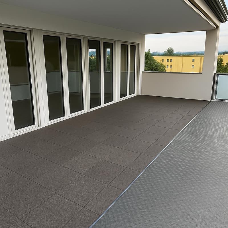 tiled floor, large sliding glass doors, window with a view