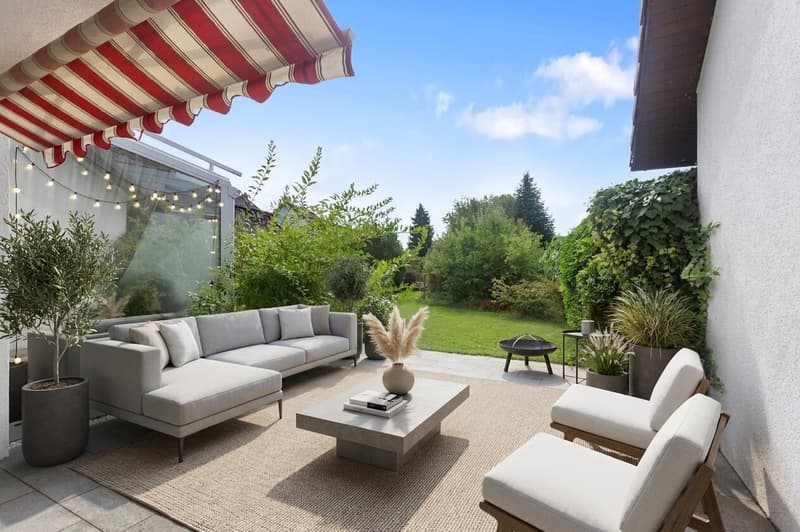 Gartensitzplatz virtuell möbliert