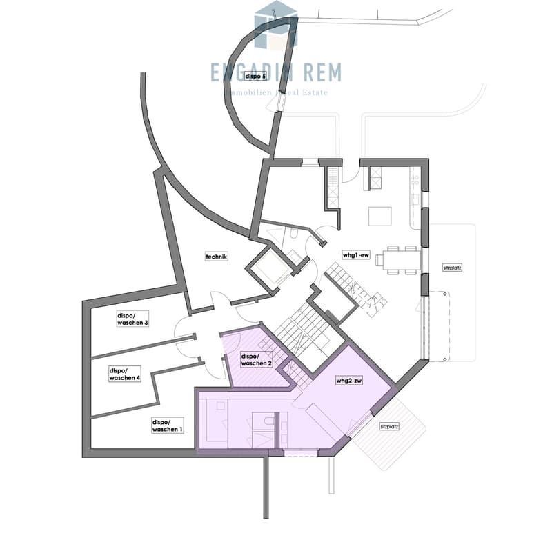Maisonette-Wohnung Nr. 2, Erdgeschoss / Duplex flat no. 2 / ground floor / Appartamento duplex n. 2 / Piano terra