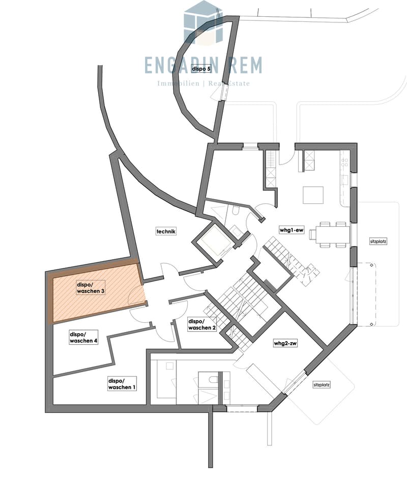 Disporaum / Wschküche im Erdgeschoss / Privata Laundry room, groundfloor / Loale lavanderia privato, pianoterra