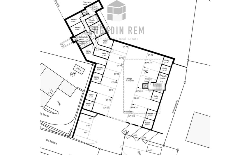 Untergeschoss Haus A und 2. Untergeschoss Haus B
