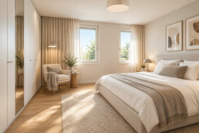 Einrichtungsbeispiel Schlafzimmer untere Ebene
