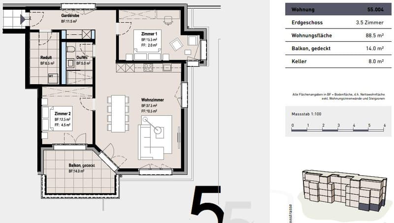 Modern wohnen in Zürich-Seebach - helle 3.5-Zimmerwohnung mit Balkon (9)