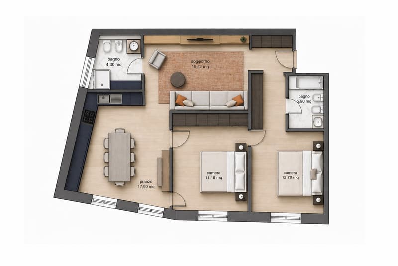 COMODO E NUOVO PIED-Ã-TERRE DI 3.5 LOCALI IN CENTRO A LUGANO (5)