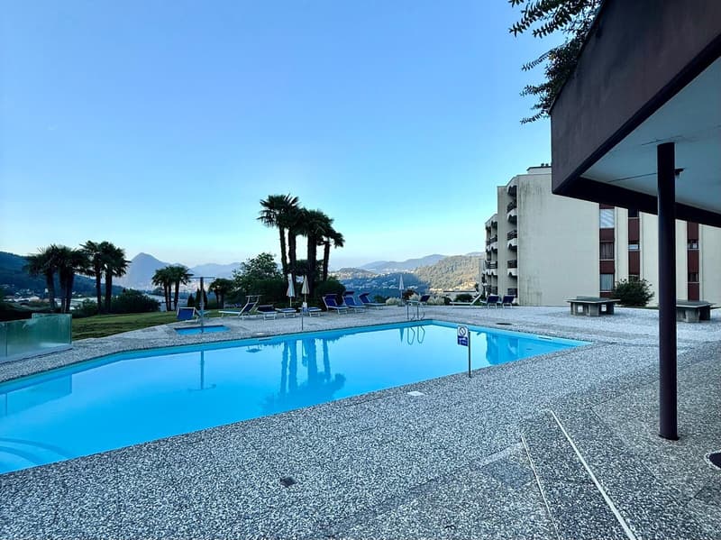 AFFITTASI SPLENDIDO BILOCALE VISTA LAGO CON PISCINA A CADRO (8)