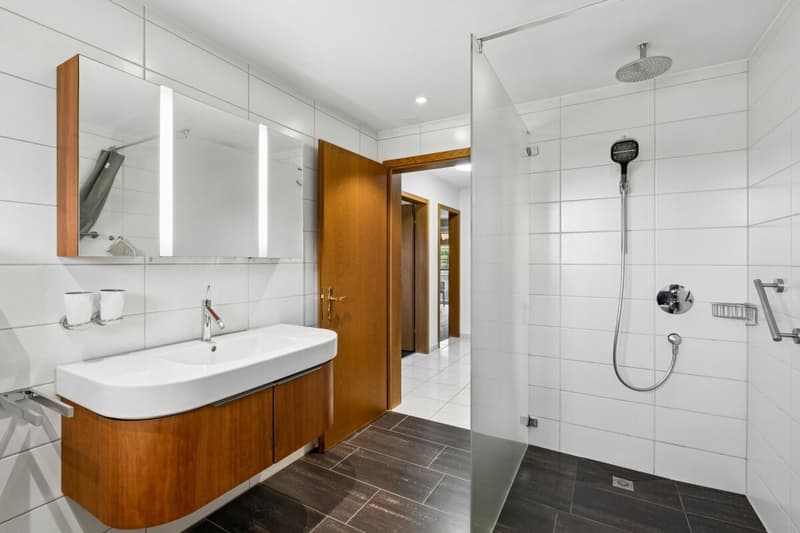 Nasszelle mit Dusche und Toilette