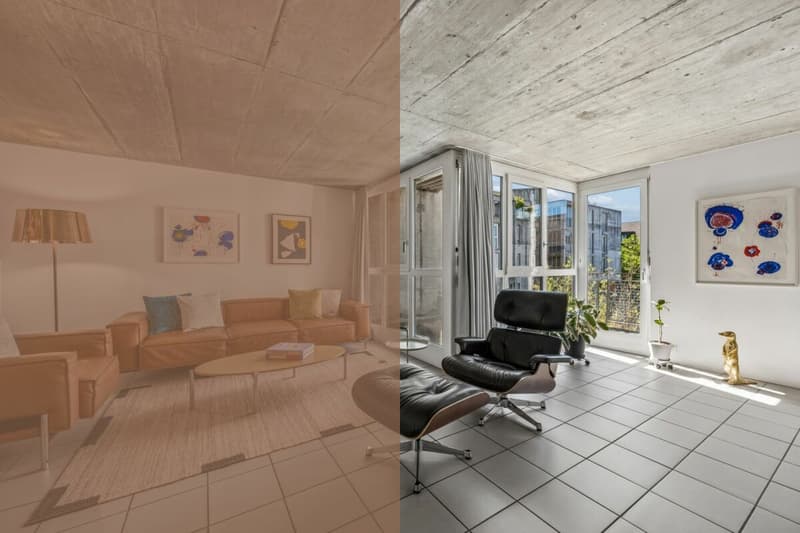 Wohnzimmer mit Blick ins Quartier