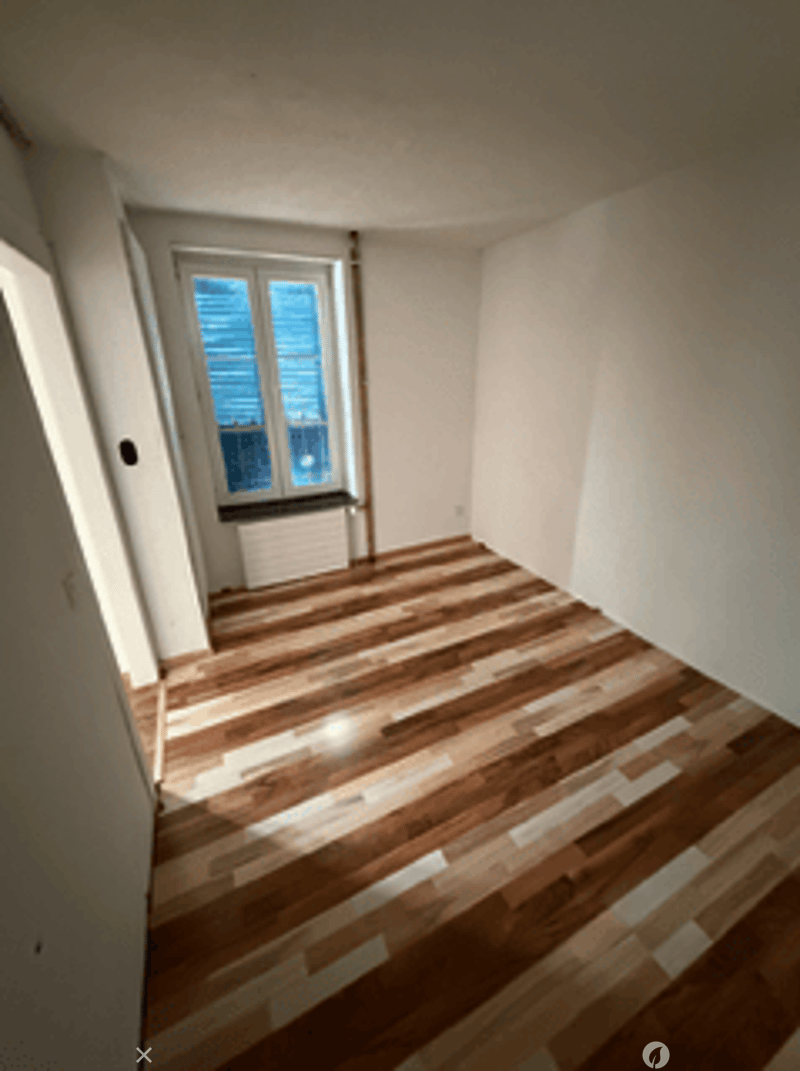 empty room, hardwood floors, white walls, window with white frames, wooden window sill