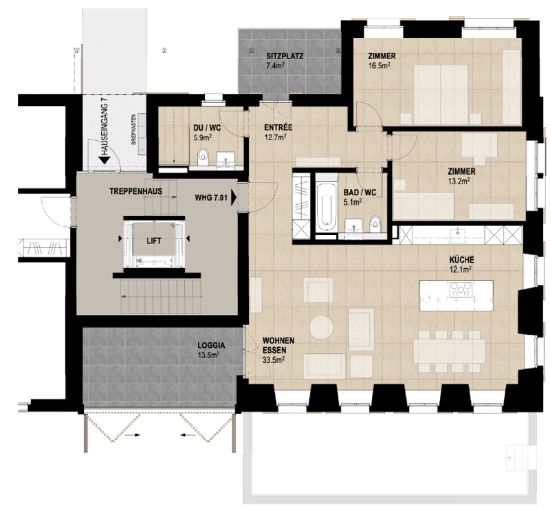 Erstvermietung 3 1/2-Zimmerwohnung im umgebauten Altbau mit 2 Balkonen (6)
