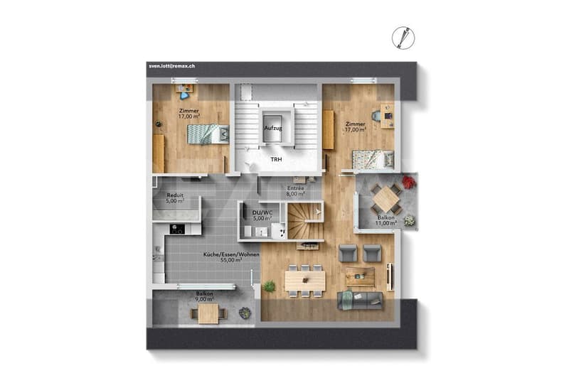 4 ½-Zimmer-Maisonette-Wohnung, hell, modern und mit zwei Balkonen (12)