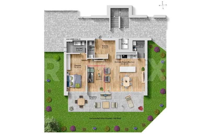 2 ½-Zimmer-Gartenwohnung, hell, modern und mit grossem Sitzplatz (12)
